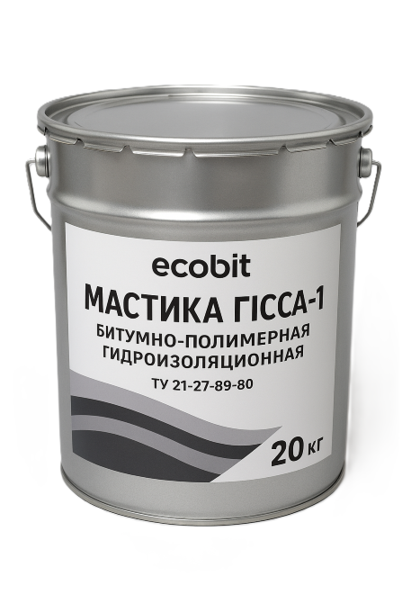 Мастика Гіссар-1 Ecobit бітумно-полімерна холодна гідроізоляційна ТУ 21-27-89-80 20 кг Днепр - изображение 1