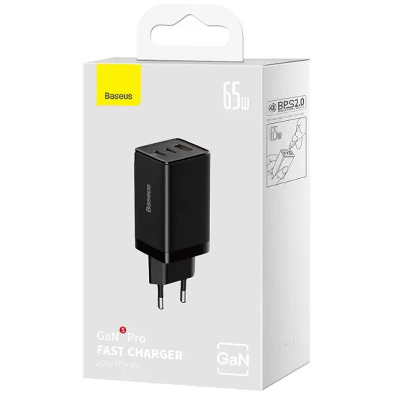 СЗУ Baseus GaN5 Pro 65W 2Type-C+USB 100W EU (CCGP12020) Херсон - изображение 5
