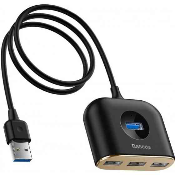 USB HUB Baseus Square round 4 in 1 (USB3.0 to USB3.0+3 USB2.0) 1m Black (CAHUB-AY01) (Код товару:176 Харків
