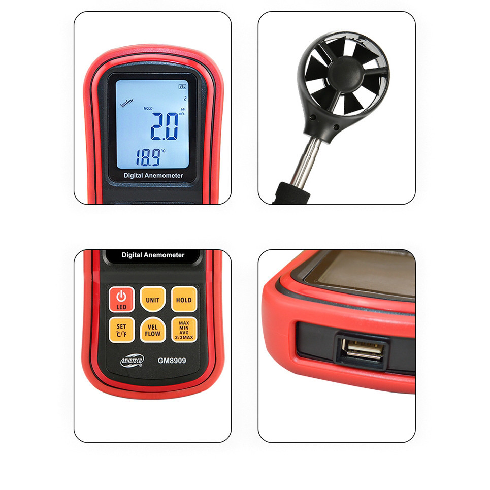 Анемометр (измеритель потока воздуха) 0,3-45м/с, 0-45°C BENETECH GM8909 Харків - зображення 2