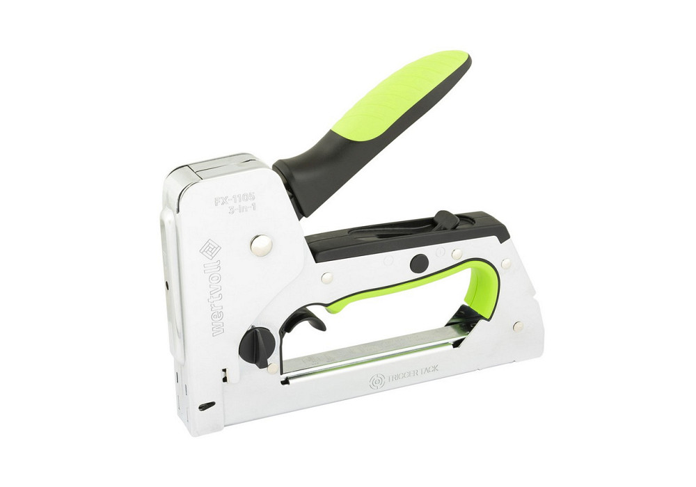 Степлер триггерный рессорный WERTVOLL 3-В-1 скоба R53 4-14мм/шпилька 14 мм/гвоздь 14 мм корпус метал Харків - зображення 1