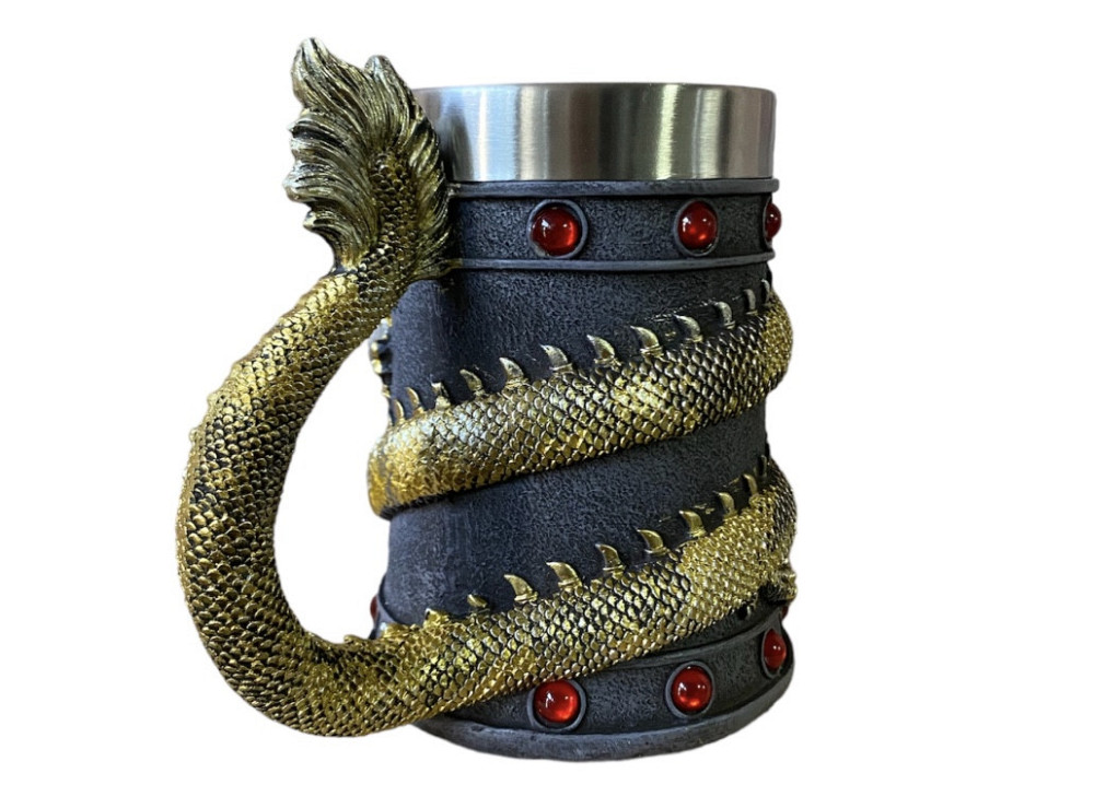 Кружка Чашка Бокал 3D  Нержавеющая Сталь Дракон Золотой Танкард 550 мл Київ - зображення 7