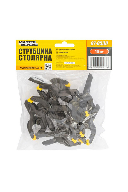 Струбцина столярная MASTERTOOL A-Type пружинная 60 мм захват 30 мм набор 10 шт 07-0530 Харків - зображення 4
