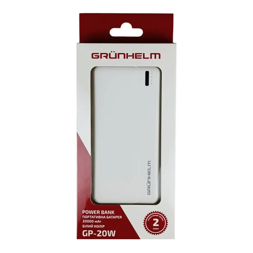 Повербанк Grunhelm GP-20W 20000 mAh белый Киев - изображение 5