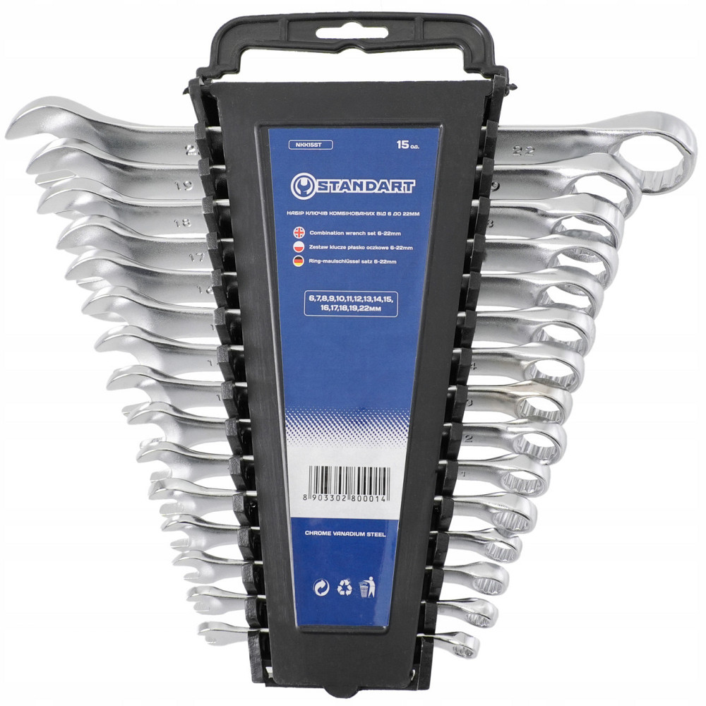 Набор ключей комбинированных 6-22 мм 15 ед. на холдере СТАНДАРТ NKK15ST Харьков - изображение 2