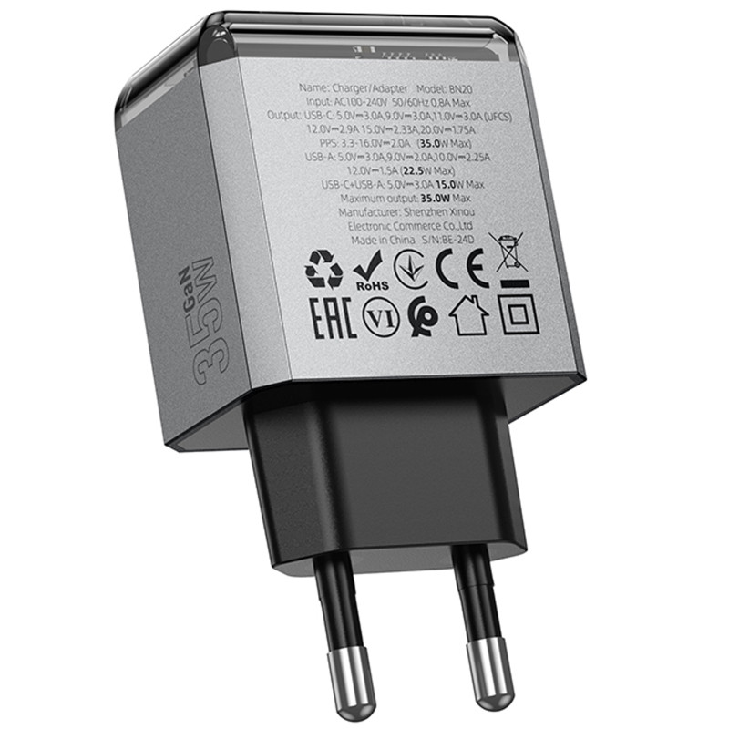 СЗУ Borofone BN20 Lena PD35W+QC3.0 (1USB-A/1C) Херсон - изображение 5