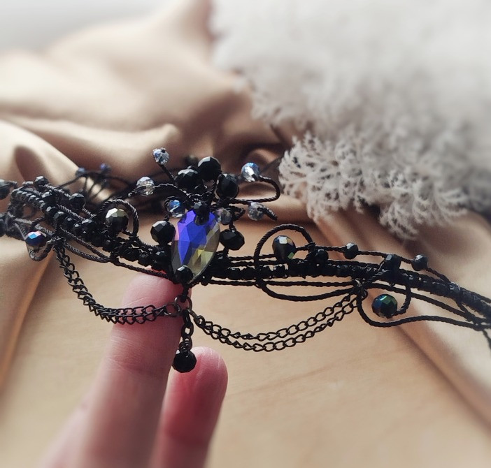 Фейрі чорний ланцюжки підвіски діадема фентезі казкові корона обруч волосся ельфійське івент сцена Луцк - изображение 3