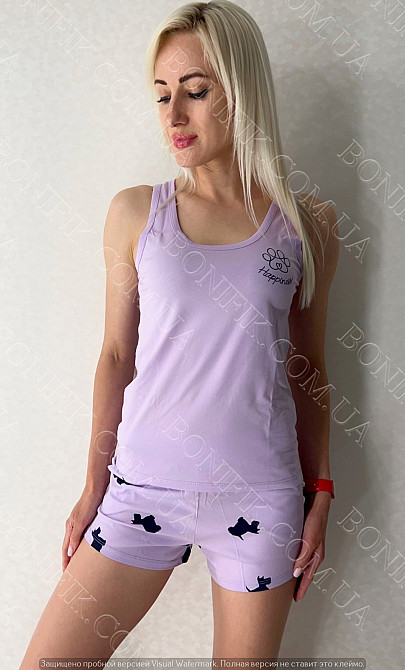 Женская пижама с майкой и шортами «Lavender Puppies» (12063) (арт. 1637) Кривий Ріг - зображення 1