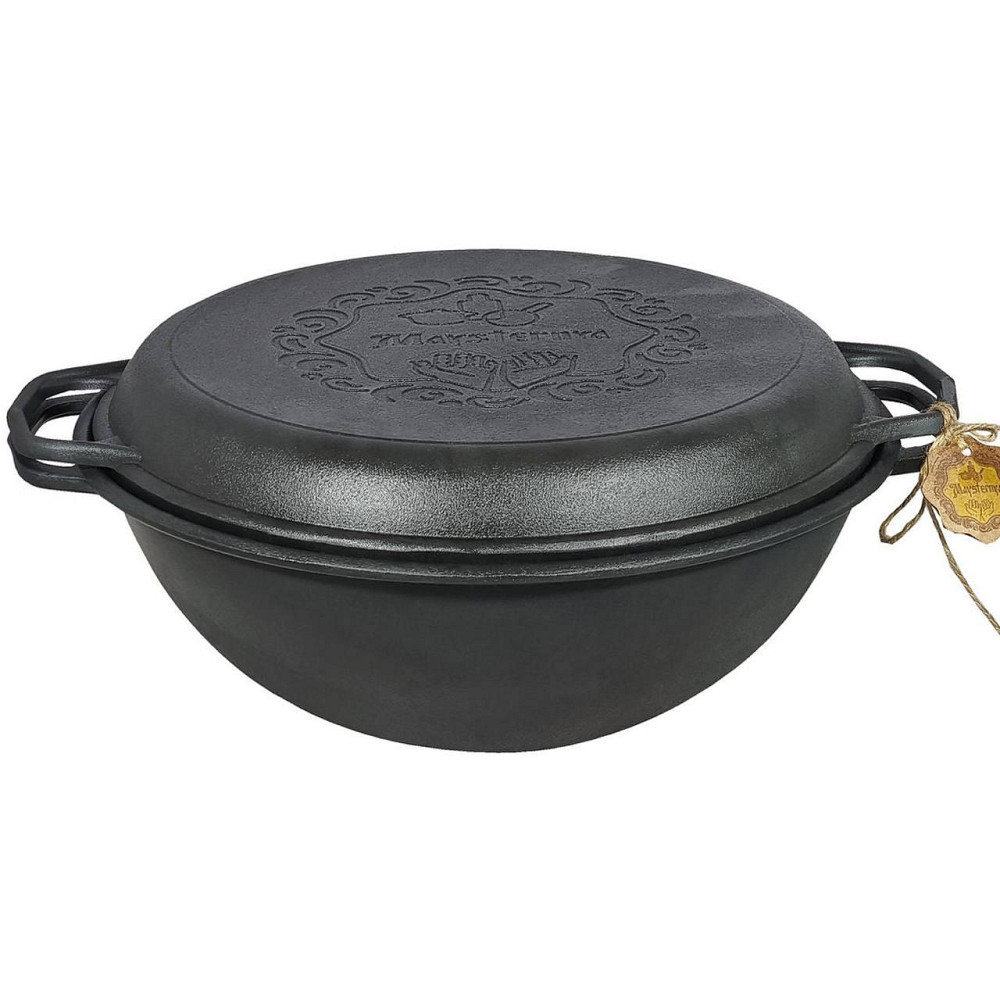 Казан чугунный WOK Maysternya с крышкой-сковородой 12л V12СР Одесса - изображение 8
