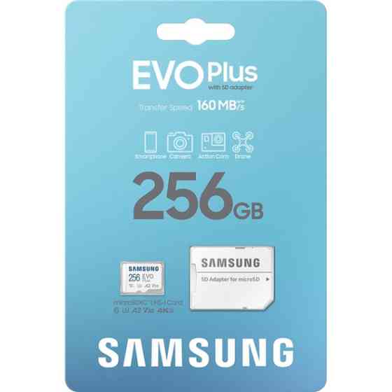 Карта пам'яті Samsung MicroSDXC 256GB C10 UHS-I R130MB/s EVO + SD-адаптер (MB-MC256SA/EU) (Код товар Харків