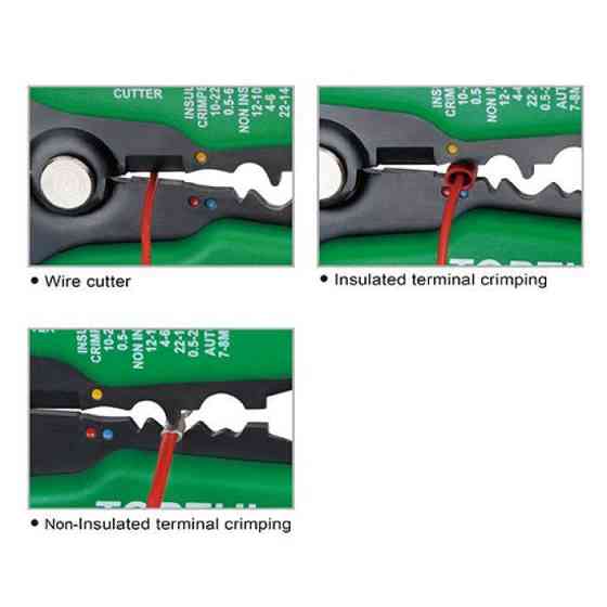 Клещи для обжимки клемм и снятия изоляции усиленные TOPTUL DKAA2226 Харків