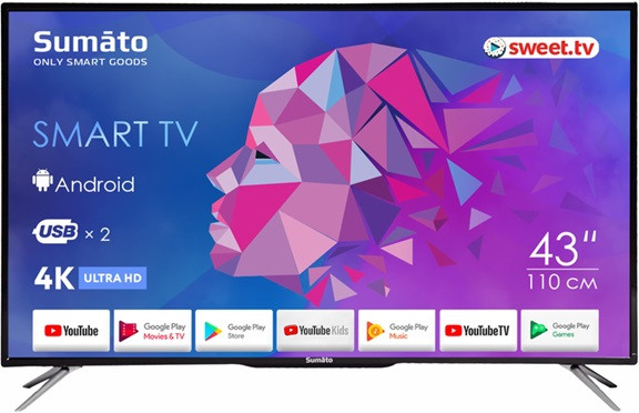 Телевизор SUMATO Smart TV 43UTS03 43 дюйма черный Київ - зображення 2