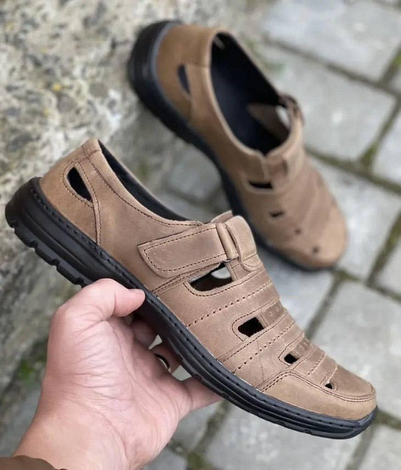 Мужские кожаные летние туфли Lara Olive Київ - зображення 1