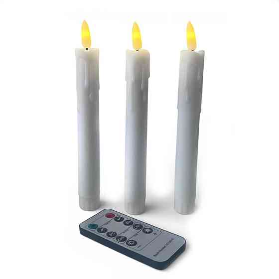 Набор свечек на батарейках LED Leeseph с пультом 3 шт 18 см белые Одеса
