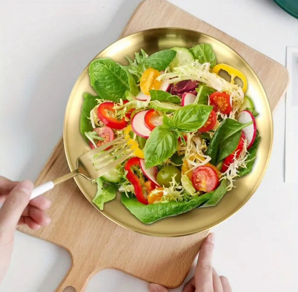 Поднос металлический Leeseph золотой 30см Одеса - зображення 8