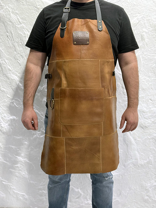 Фартук из натуральной кожи рыжий HollaApron Rust Харків - зображення 5
