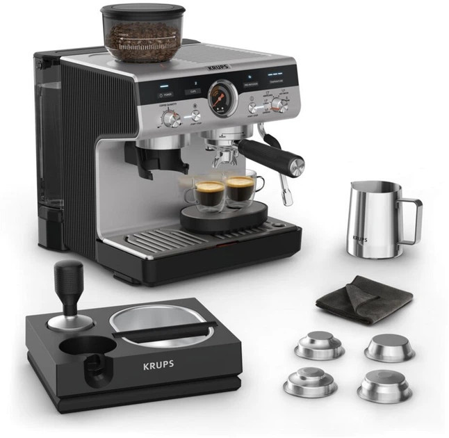 Кофеварка рожковая Krups Precision XP804T10 1380 Вт серебристая Киев - изображение 9