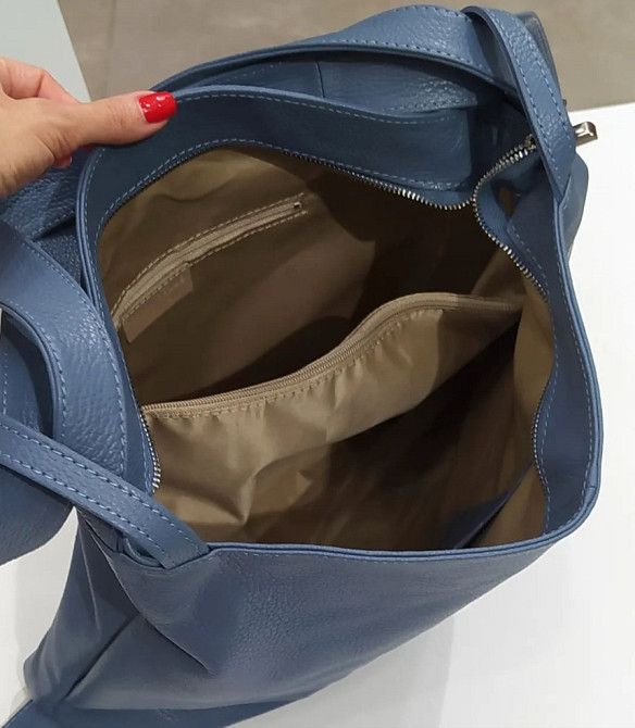 Велика сумка жіноча шкіряна Ыталыйська сумка-рюкзак трансформер чорна TS308 Киев - изображение 3