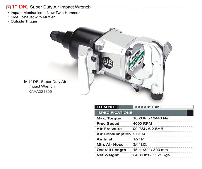 Пневмогайковерт грузовой TOPTUL 1" 2440N/m 4000 об/мин KAAA321809 Харків - зображення 2