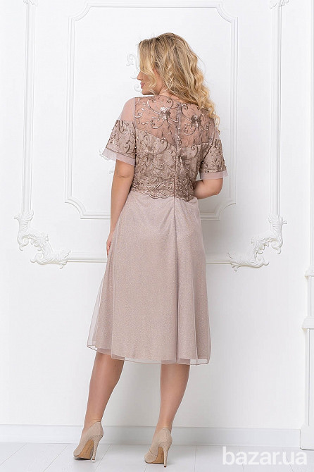 Короткое вечернее платье батал цвета капучино Киев - изображение 2