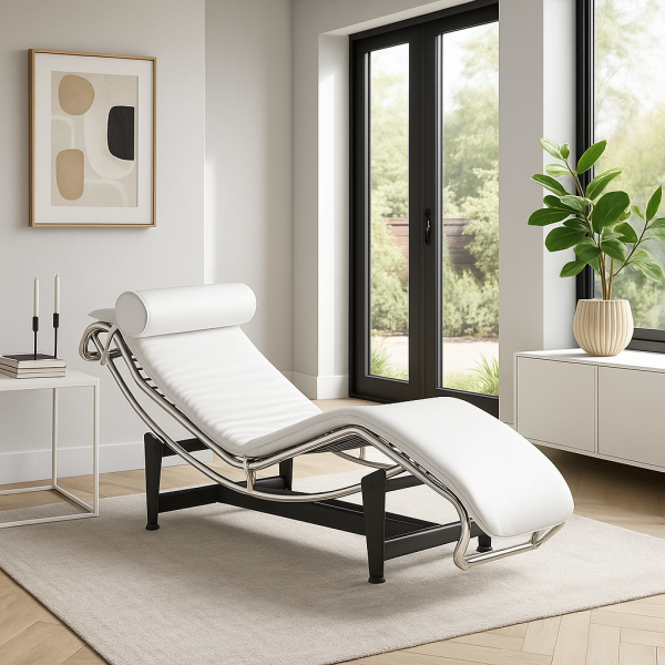 Шезлонг Лекор нержавіюча сталь, білий або чорний шкірозамінник Дніпро - зображення 2