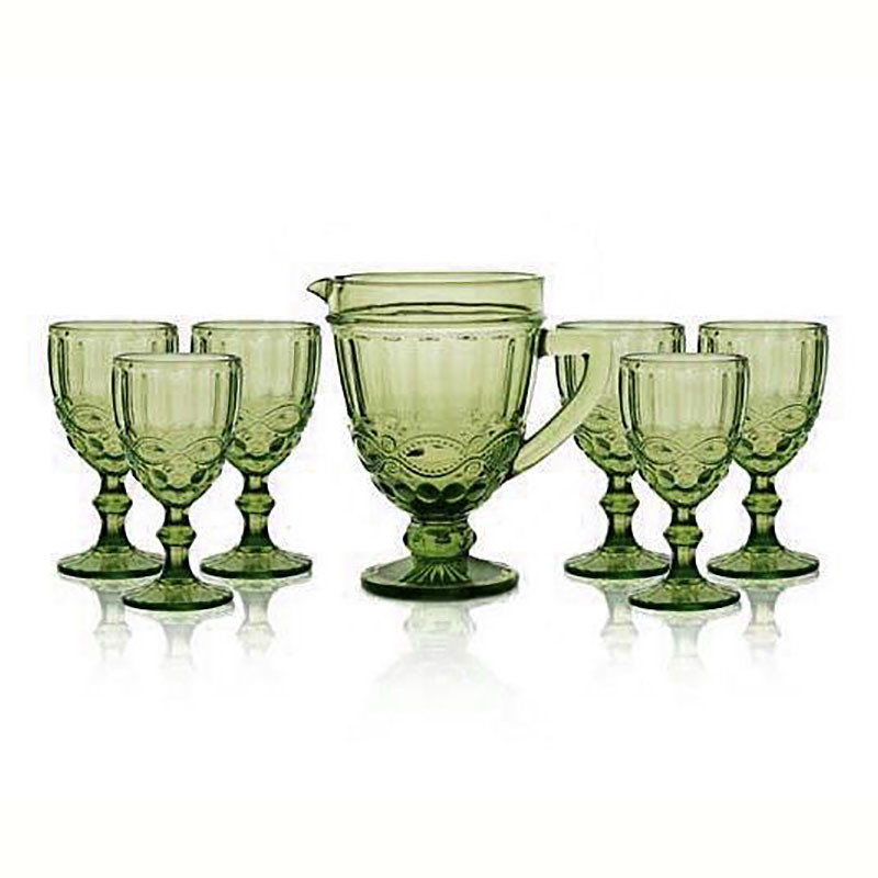 Набор кувшин 1,1 л Elodia Винтаж с бокалами 6 шт по 340 мл изумрудный Одесса - изображение 1