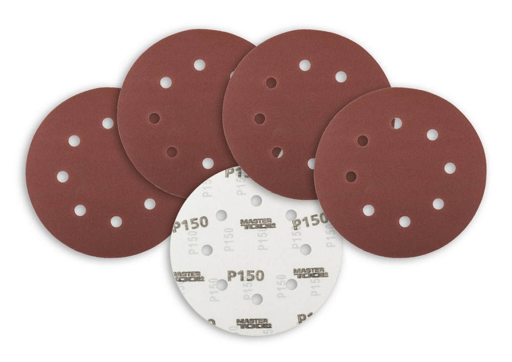 Круг шлифовальный на липучке MASTERTOOL 180 мм/8 отв P150 набор 5 шт 08-1815-H Харків - зображення 3
