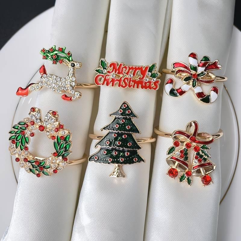 Набор колец для салфеток Рождественский микс 6шт золотые Mv056 Одеса - зображення 3