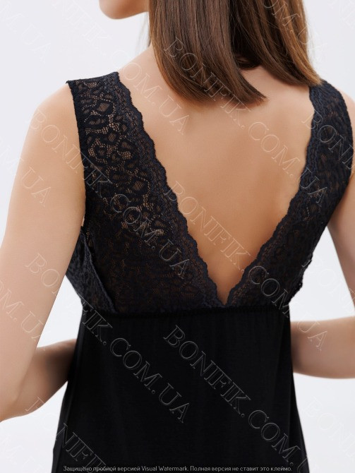 Женская чёрная сорочка из вискозы с кружевными вставками "Amour" (60047) (арт. 1726) Кривой Рог - изображение 3