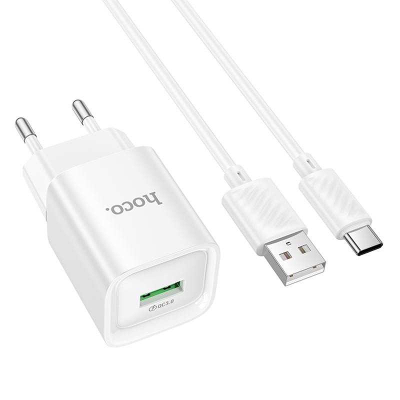 СЗУ Hoco C145A Charm QC3.0 18W (1USB-A) + кабель USB to Type-C Херсон - зображення 2