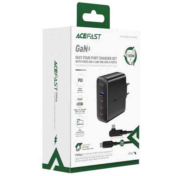 СЗУ Acefast A37 PD100W+QC3.0  GaN (1USB-A/3C) + кабель Type-C to Type-C 2m Херсон