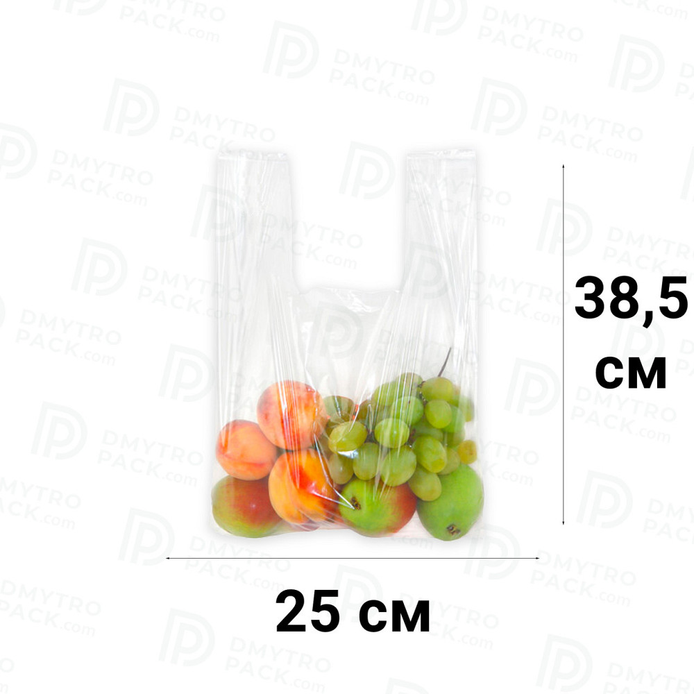 Пакет майка 25х38.5 см прозрачный, толщина 50 мкм Херсон - зображення 2