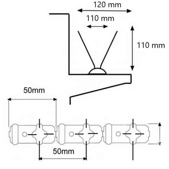 Шипы противоприсадные стальные 2 ряда, 50*2 см Kolce Ochronne S_KO_2_40 Одесса