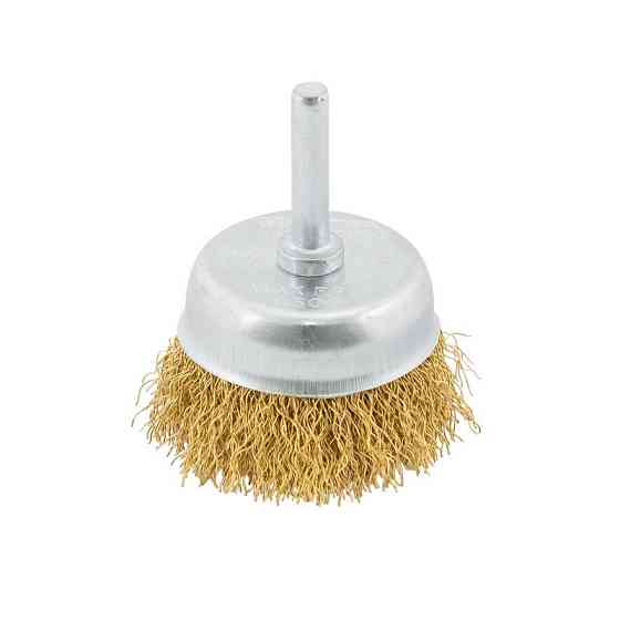 Щетка торцевая MASTERTOOL из латунированной рифленой проволоки Ø 50 мм со стержнем ¼" 19-7405 Харьков