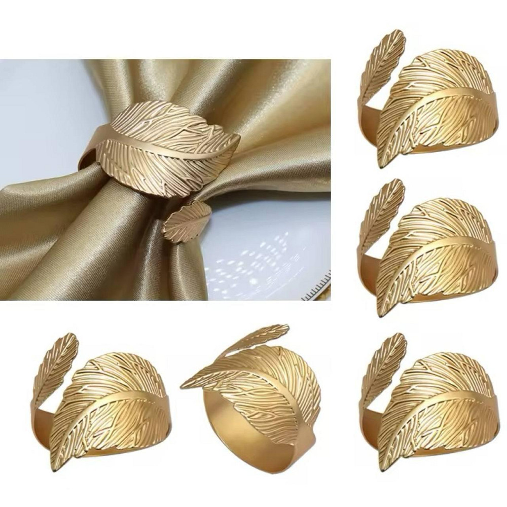 Набор колец для салфеток Leeseph Листья Gold 6 шт Одесса - изображение 1