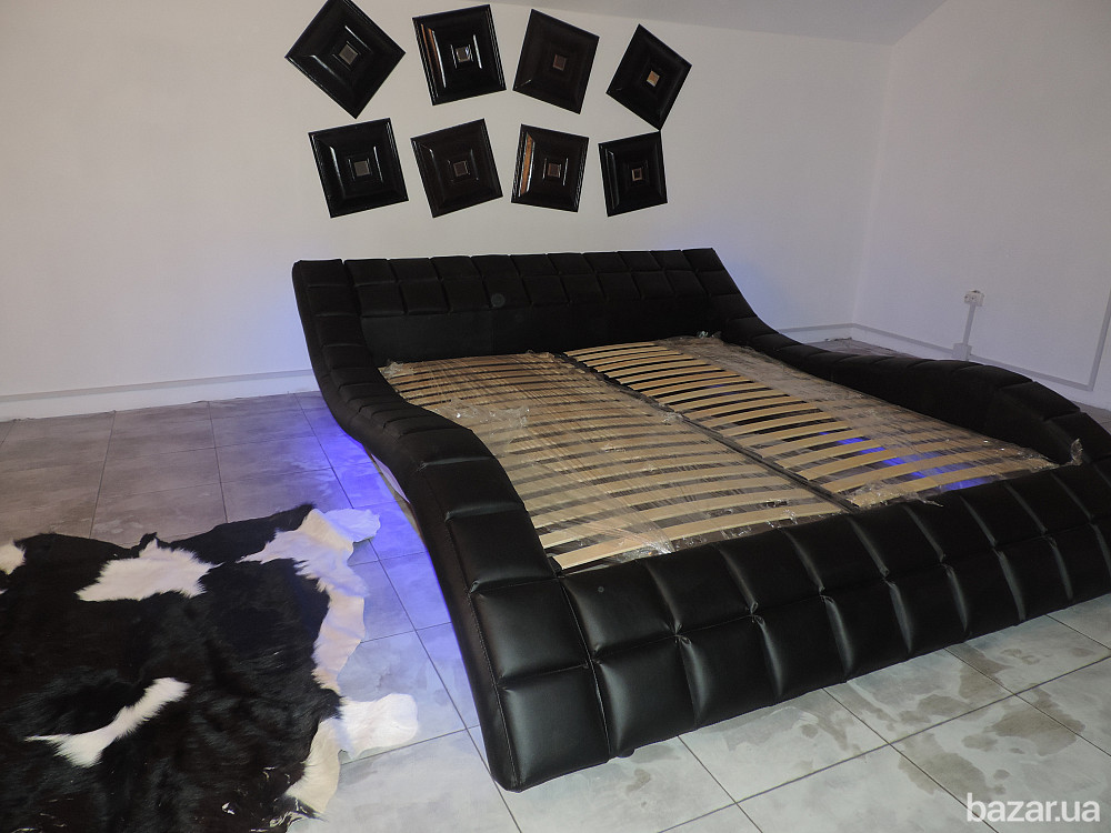 Кожаная двуспальная кровать Alibi с подсветкой. двоспальне ліжко Київ - зображення 3