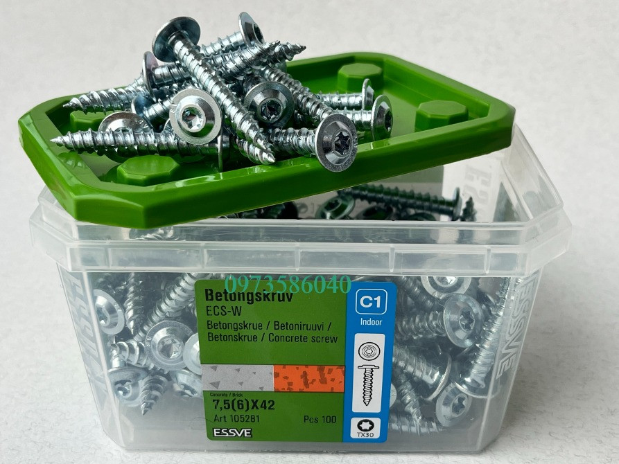 ESSVE 105281 шуруп по бетону 7.5(6)х42 WAF TX30 цинк, (100 шт. ) Хмельницький - зображення 2