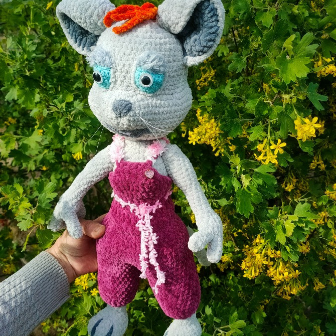 Іграшка мишка м'яка в'язана Пружинка 48 см ручна работа подарунок сувенір hand made Нововолинськ - зображення 4