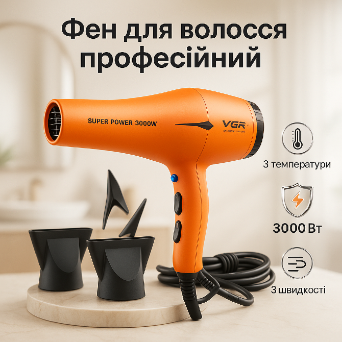 Фен VGR V-406 ORANGE 3000Вт Харьков - изображение 7