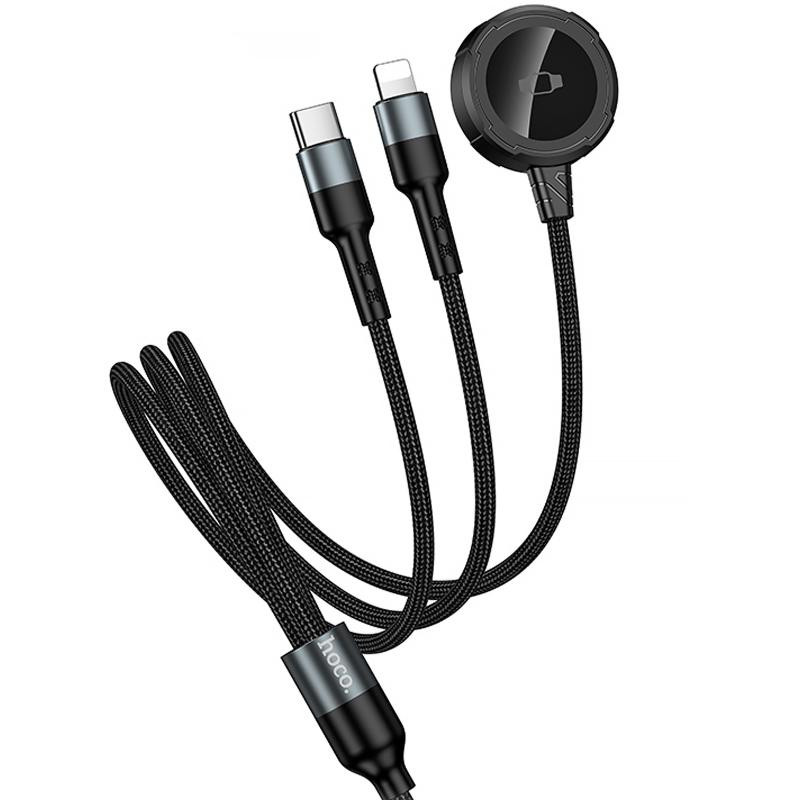 Дата кабель Hoco CW64 3in1 Type-C to iWatch/Lightning/Type-C 15W (1.2m) Херсон - изображение 1