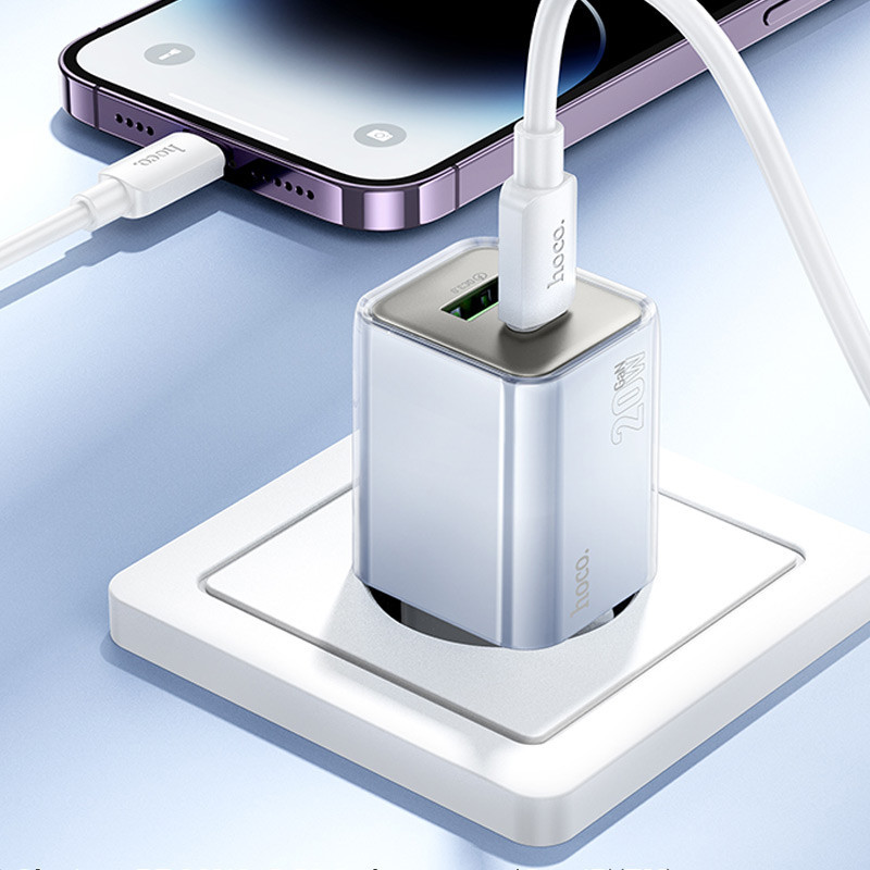 СЗУ Hoco N46 Glorious PD20W+QC3.0 (1USB-A/1C) + кабель Type-C to Lightning Херсон - зображення 5