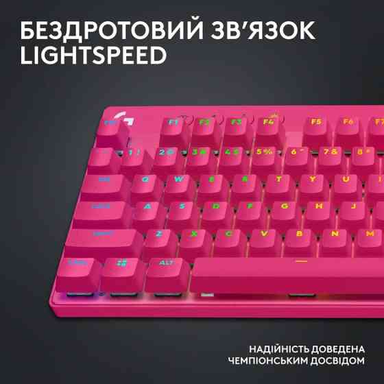 Клавиатура компьютерная безпроводная Logitech G Pro X TKL Lightspeed Tactile Magenta L920-012159 пур Киев
