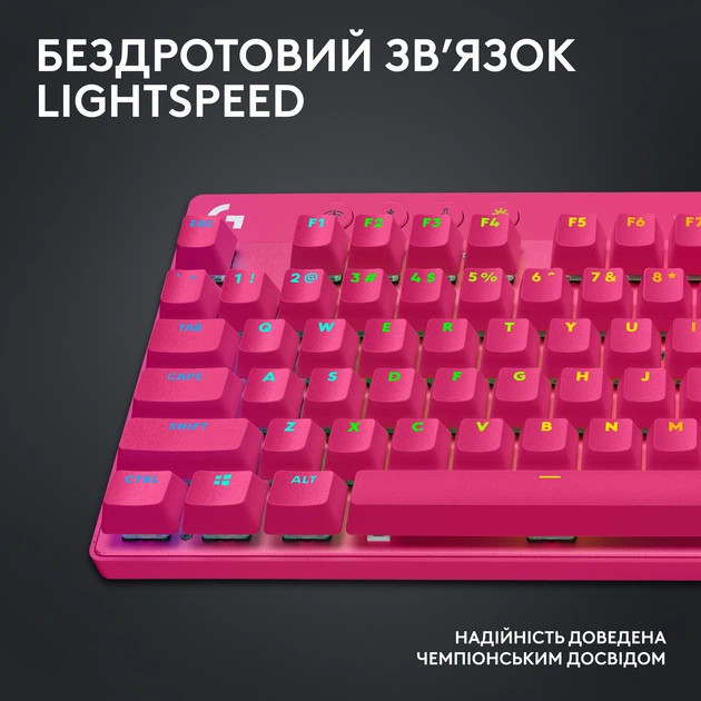 Клавиатура компьютерная безпроводная Logitech G Pro X TKL Lightspeed Tactile Magenta L920-012159 пур Київ - зображення 2