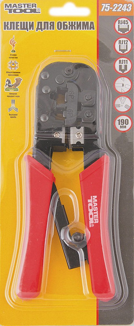 Клещи для обжима штекеров MASTERTOOL RJ11, RJ12, RJ45 витая пара/телефон 75-2243 Харьков - изображение 2