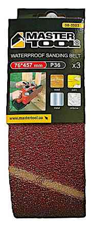 Лента шлифовальная MASTERTOOL зерно 36 76×457 мм 3 шт 08-3303 Харків