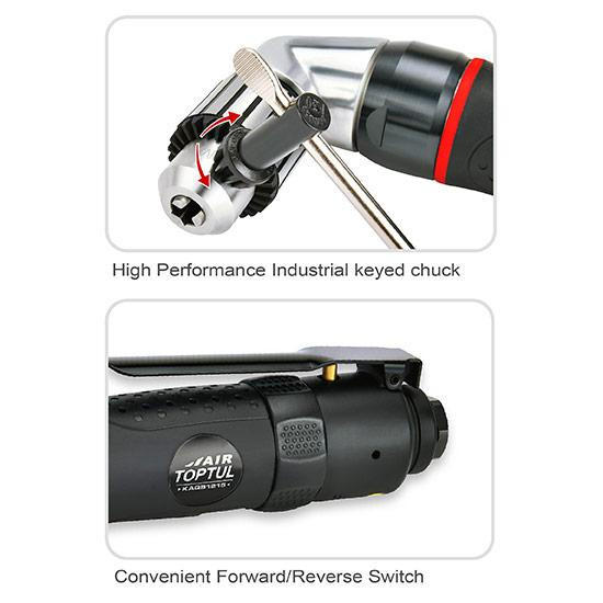 Дрель угловая пневматическая реверсивная 3/8" (1500об/мин; промышленный патрон)  TOPTUL KAQB1215 Харьков - изображение 3