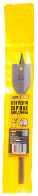 Сверло для дерева MASTERTOOL перьевое 22х152 мм 6-гранный хвостовик 12-0220 Харків - зображення 2