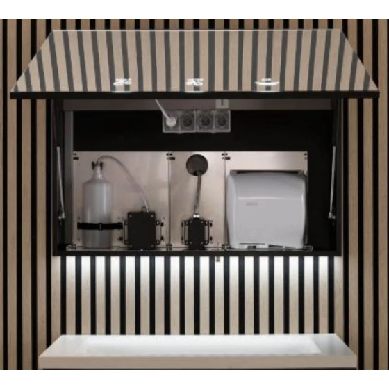 3-модульный шкаф: водопроводный кран + дозатор мыла + сушилка для рук BTM02 Киев