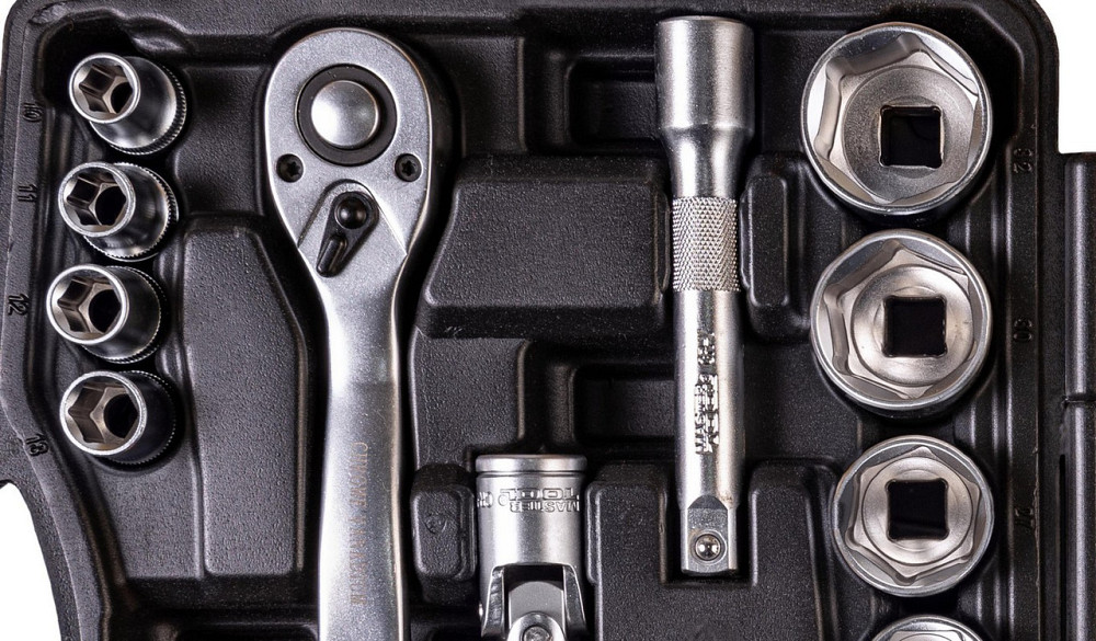 Набор инструментов MASTERTOOL PROFI ½" 21 шт 10-32 мм CrV50BV30 противоударный кейс 78-4021-PF Харків - зображення 4