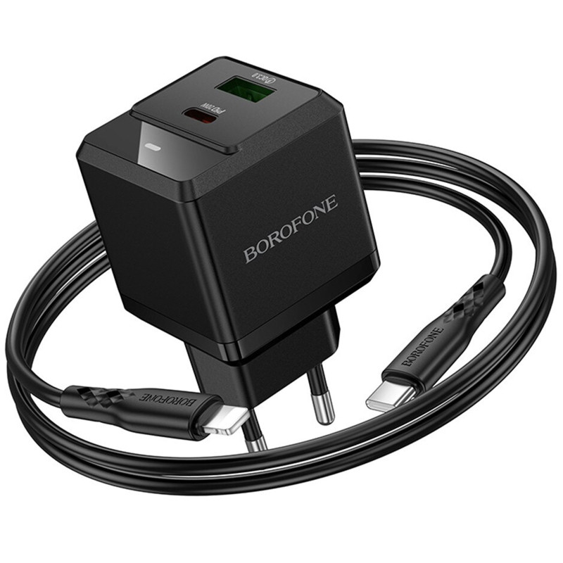 СЗУ Borofone BN19 Intenso PD20W+QC3.0 (1USB-A/1C) + кабель Type-C to Lightning Херсон - зображення 4